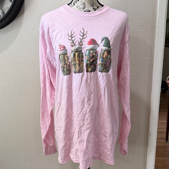 Tops - Christmas Pickle Pink Long Sleeve T-shirt size M